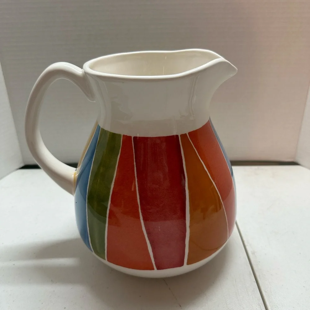 FANDANGO BY CRATE & BARREL EARTHENWARE PITCHER MULTICOLOR RETIRED HTF MI…